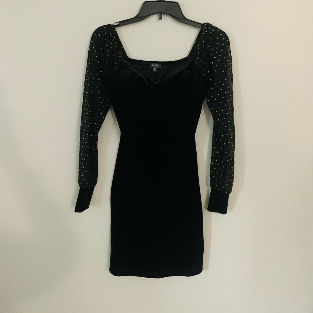 Lily Rose Elegant Black Dress with Gold Accents